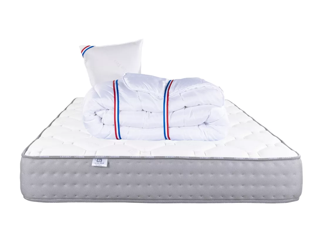 Matelas 90x190 cm, Zen, 20 cm, mémoire de forme, ferme + 1 oreiller + couette