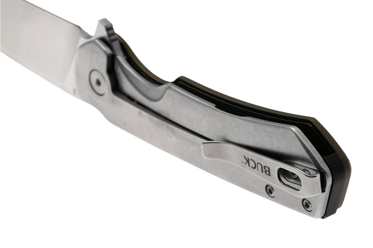 Buck Stinger 0714GRS Satin D2, Green Aluminium Carbon Inlay, zakmes
