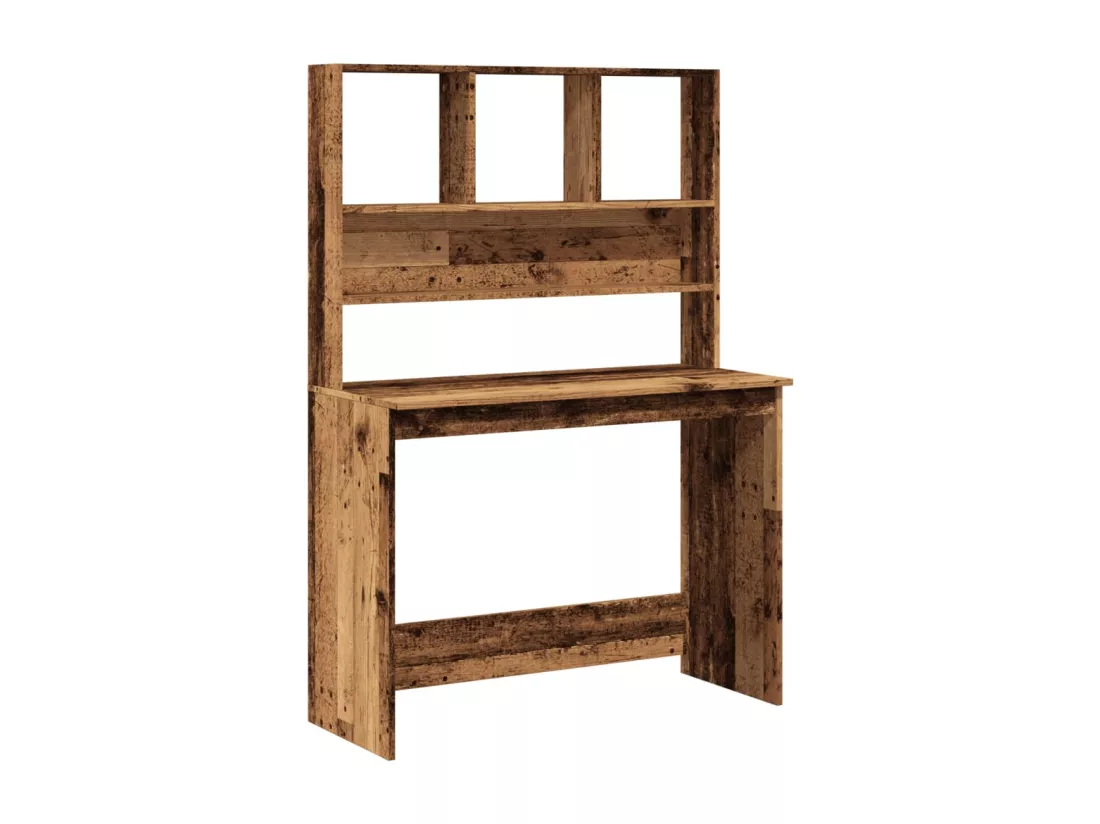 Bureau avec étagères vieux bois 102x45x148 cm bois d'ingénierie