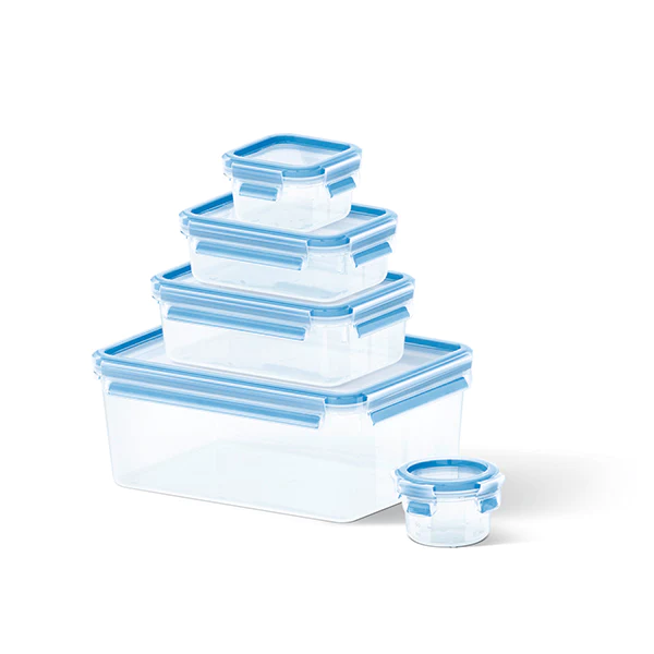 Set de 5 boîtes rectangulaires Clip & Close bleu Emsa