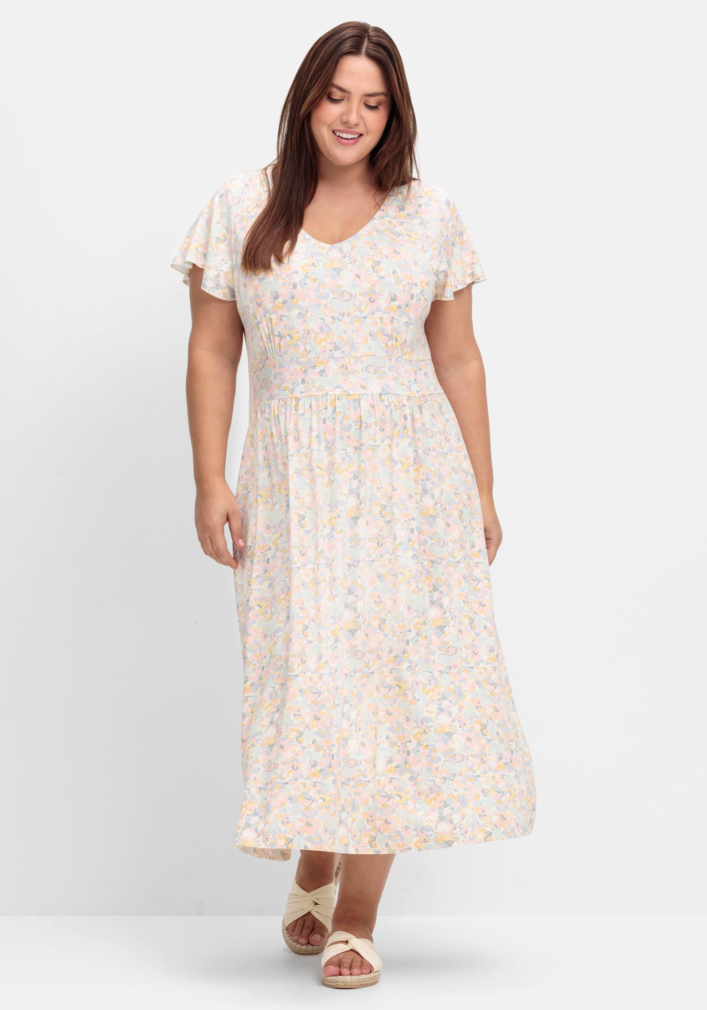 Jerseykleid in A-Linie, mit Blütenprint