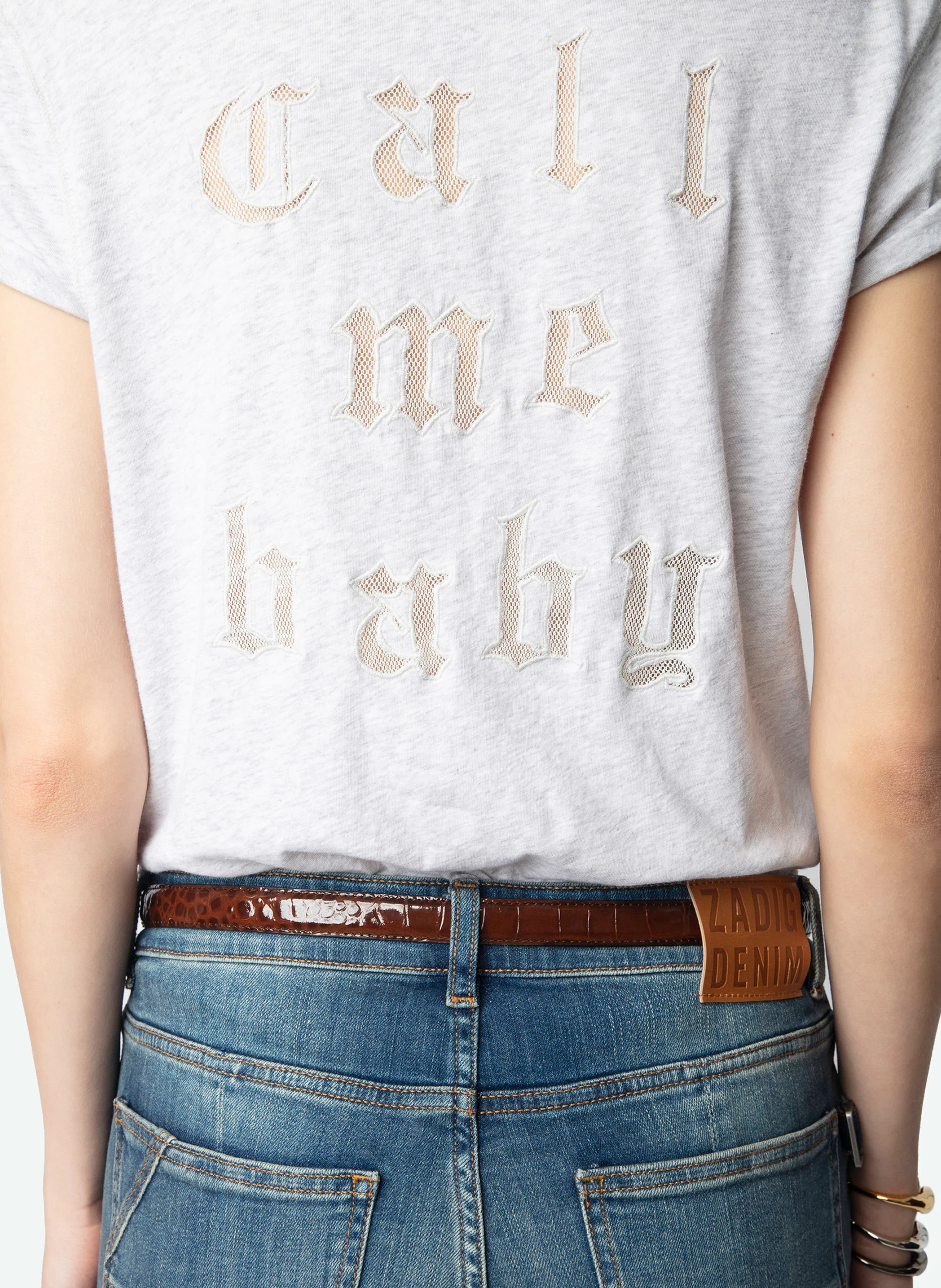 STORY - Tee-shirt à col v en coton bio | Gris