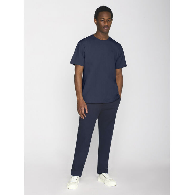 Knowledge Cotton Apparel LOKE badge tee - Regenerative Organic Certified - GOTS/Vegan Insigna blue melange