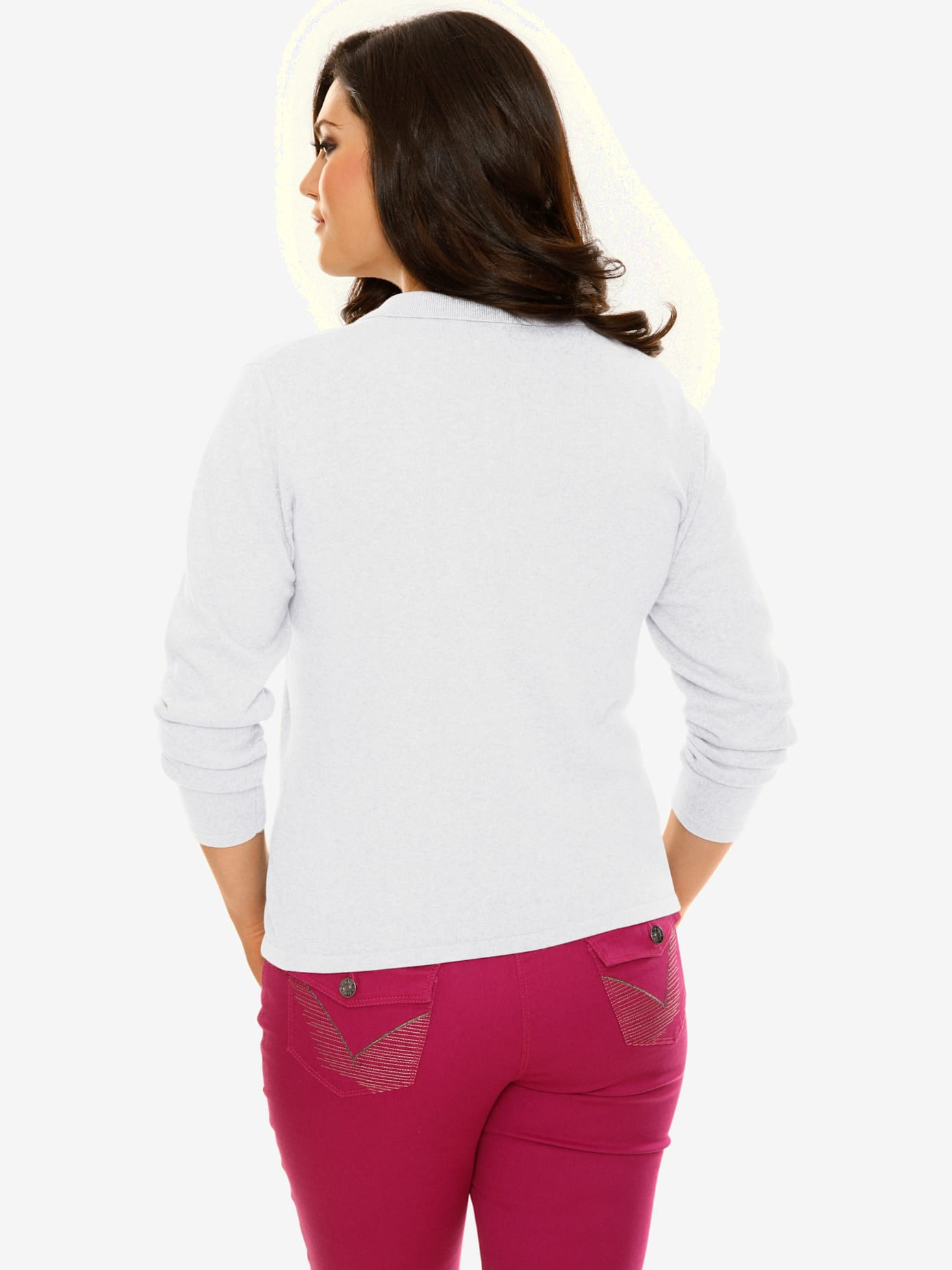 Veste en tricot fin superbe basique avec poches plaquées