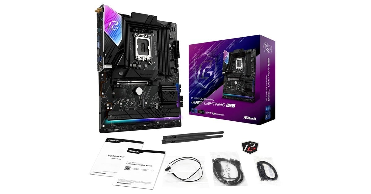 ASRockB860 Lightning WiFi socket 1851 moederbord  (RAID, 2.5Gb-LAN, WLAN, BT, Sound, ATX)