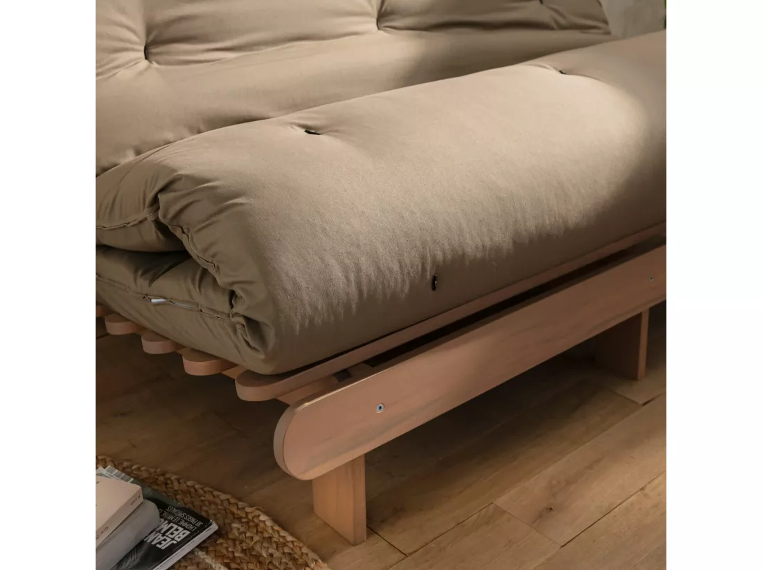 Matelas futon coeur en mousse à mémoire de forme, taupe 160x200