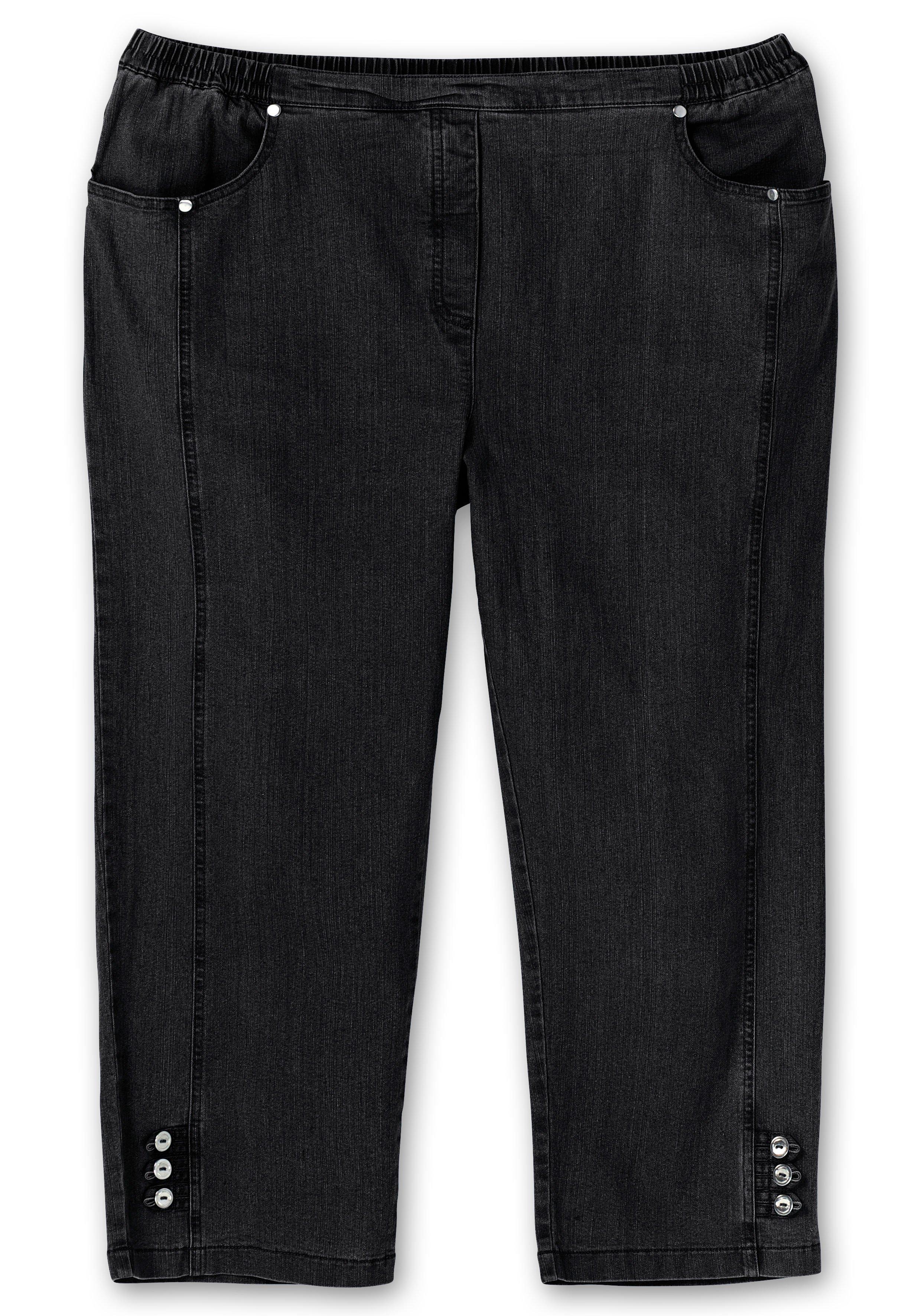 7/8-Jeans mit Zierknöpfen am Saum