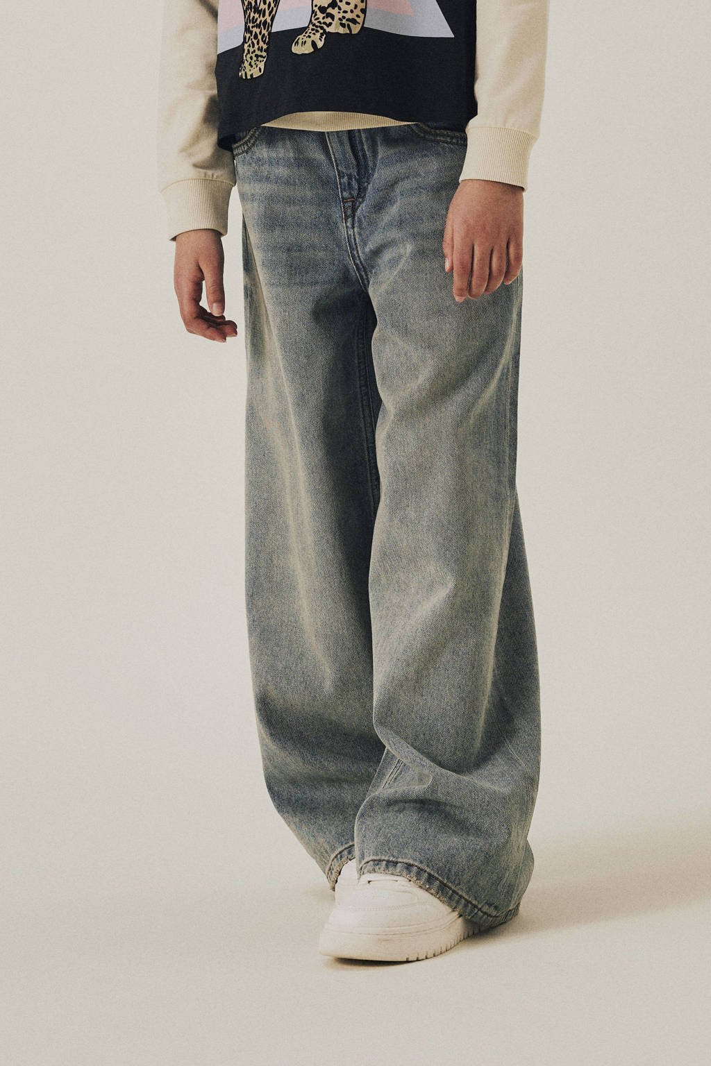 NAME IT wide leg regular waist jeans medium blue denim