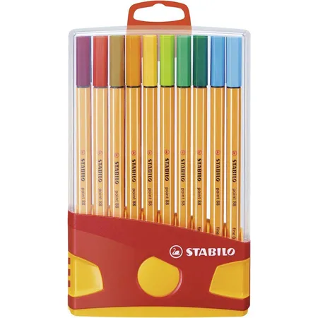 Fineliner - STABILO point 88 ColorParade - 20er Tischset in rot/orange - mit 20 verschiedenen Farben und Hängelasche