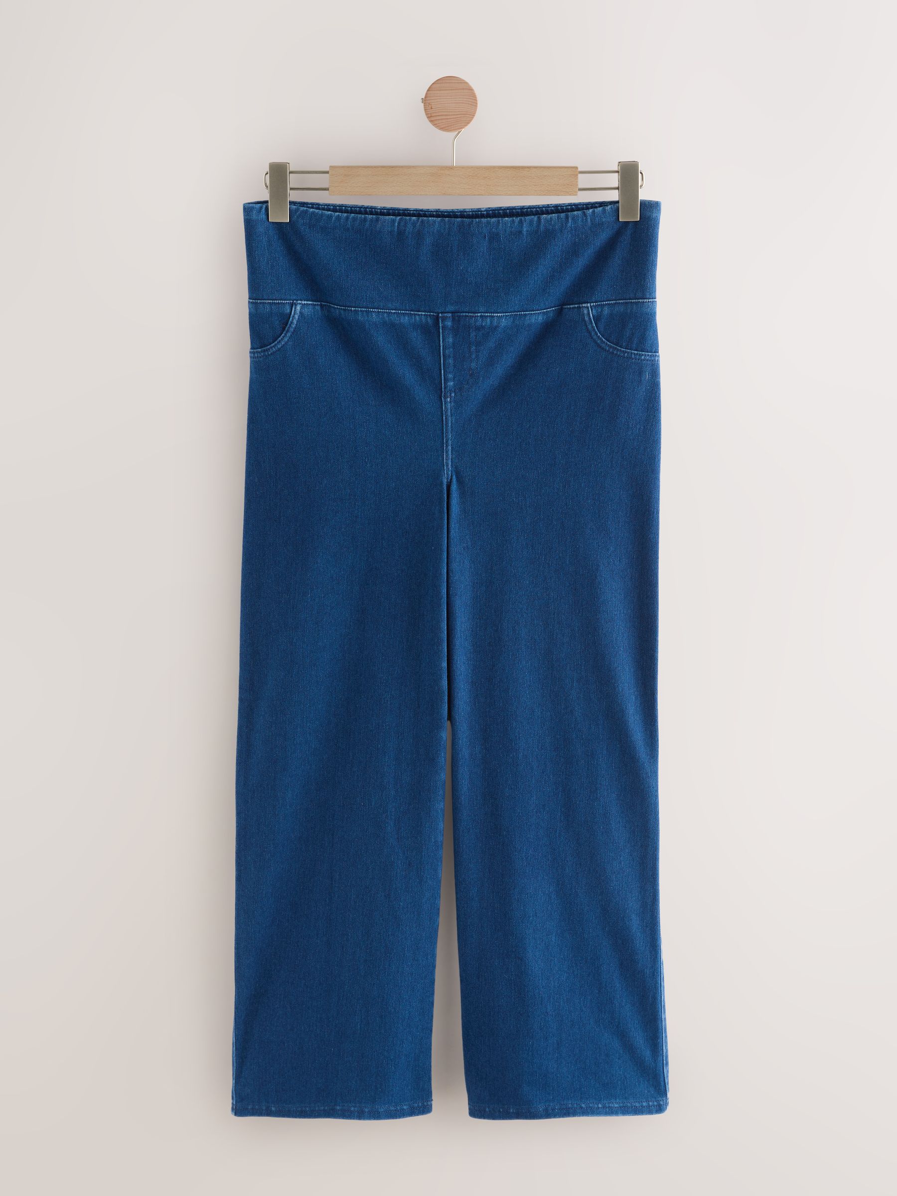 Donkerblauw - Denim zwangerschapsleggings met wijde pijpen
