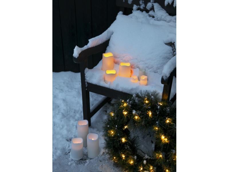 Star Trading LED-Kerze Pillar Paul Ø 10 x 23 cm, Beige LED-Kerze für den Aussenbereich