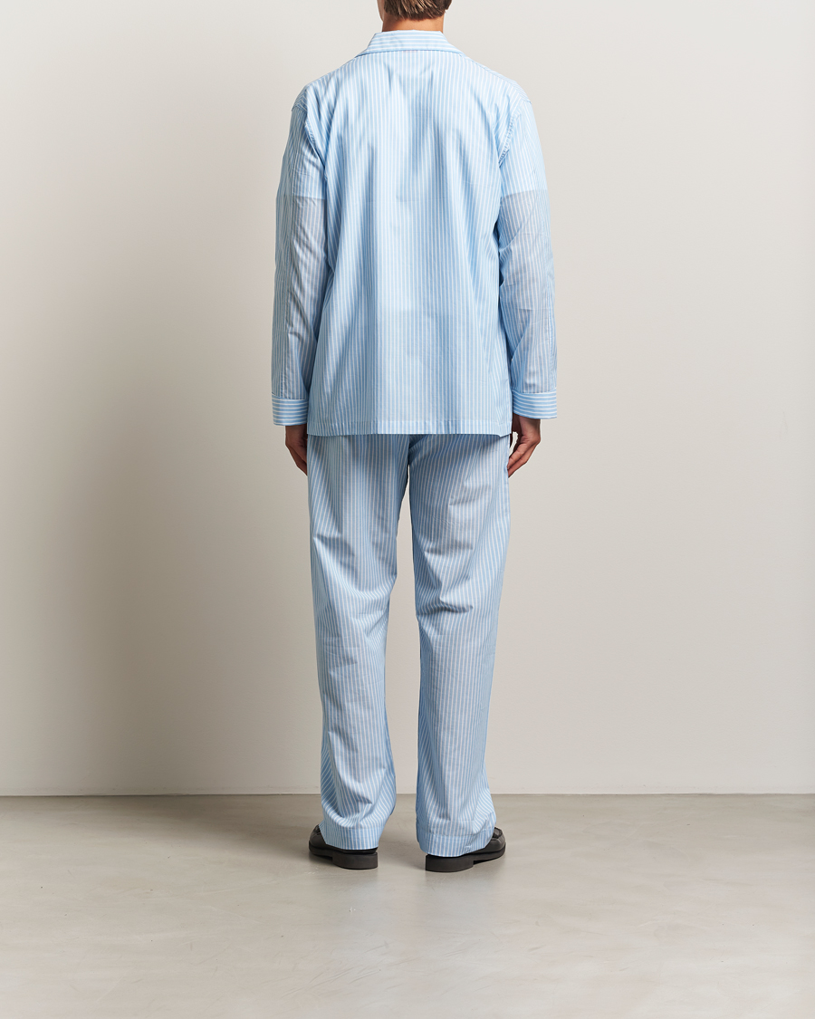 Derek Rose Striped Cotton Pyjama Set Light Blue
