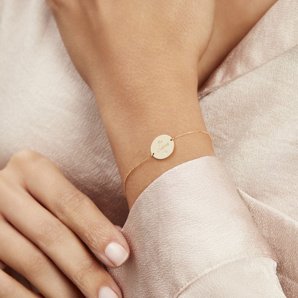 Bracelet Or Jaune Mogontia Oxyde De Zirconium