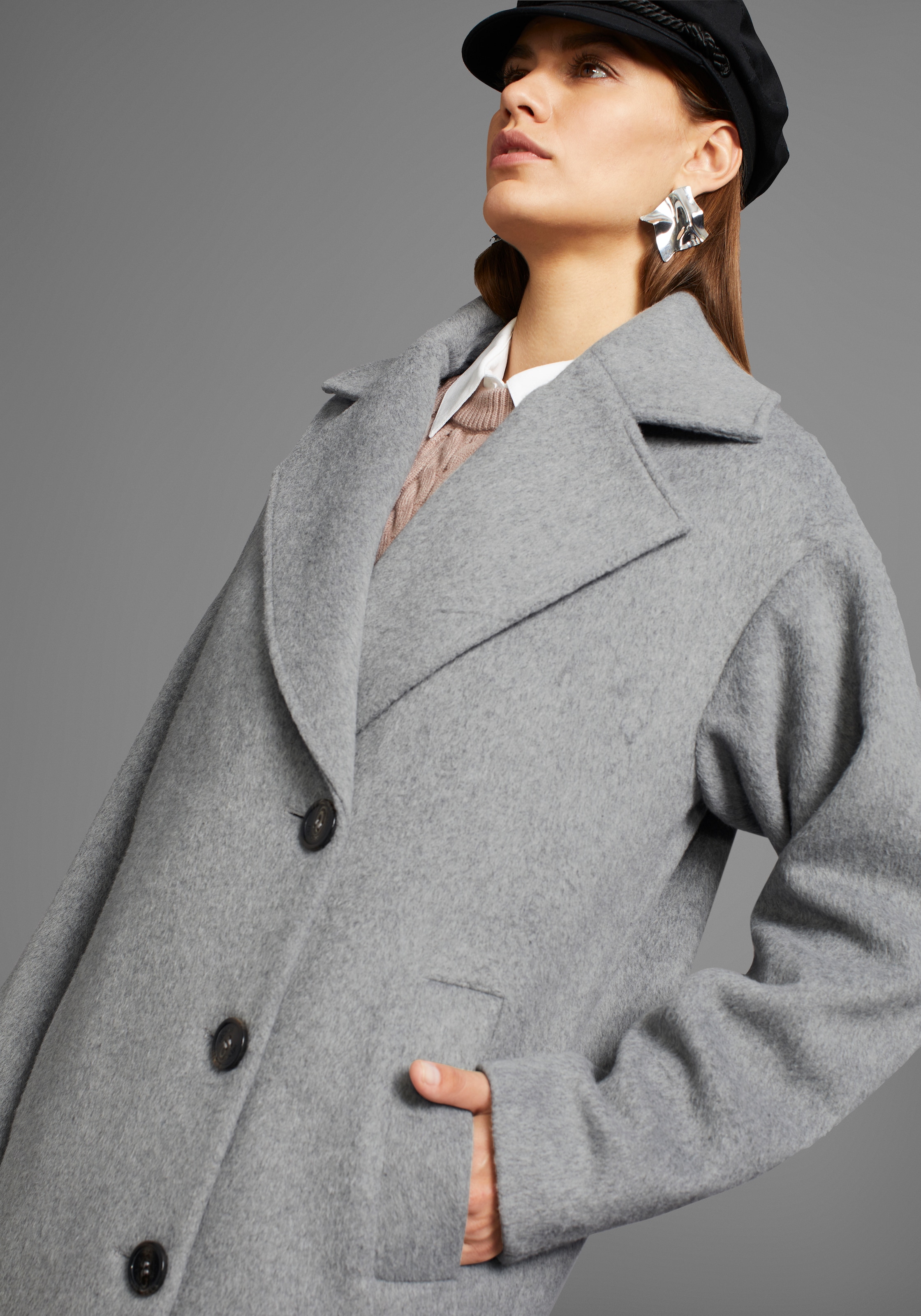 HECHTER PARIS Wollmantel , in asymmetrischer Oversize-Form