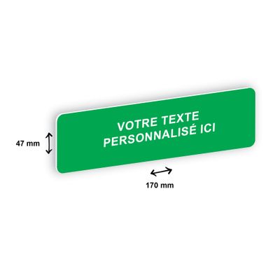 Plaque de porte personnalisée avec votre texte - 170 x 47 mm - verte - adhésivée prête à poser