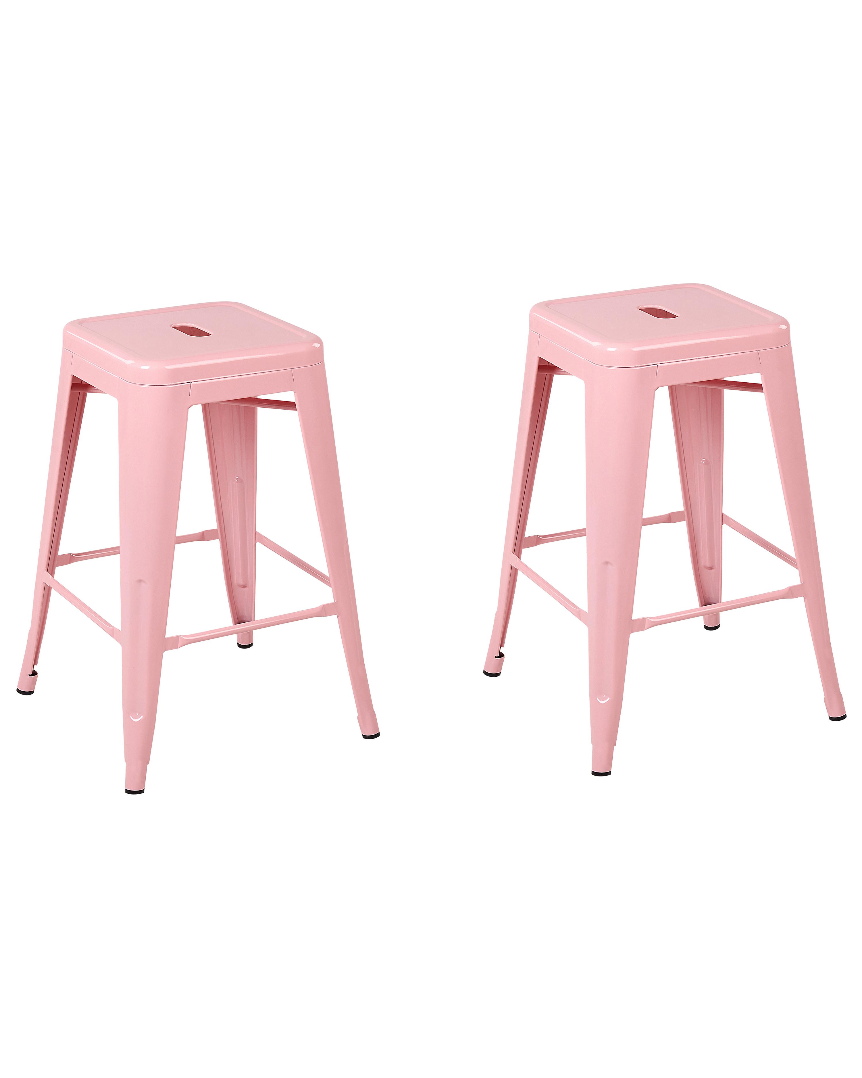 Set van 2 barkrukken CABRILLO Metaal Roze