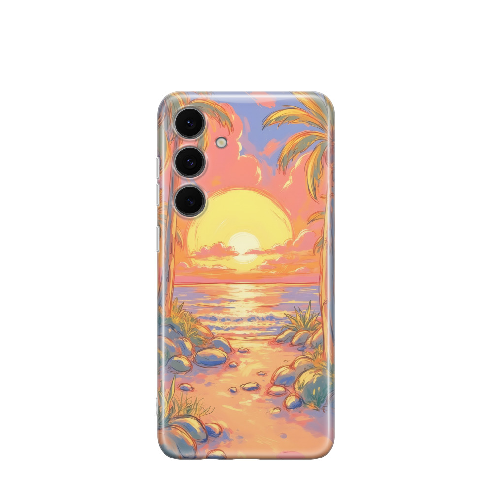 Samsung Galaxy S24 FE Gummi Hülle Aquarell Sommer 1 - Orange