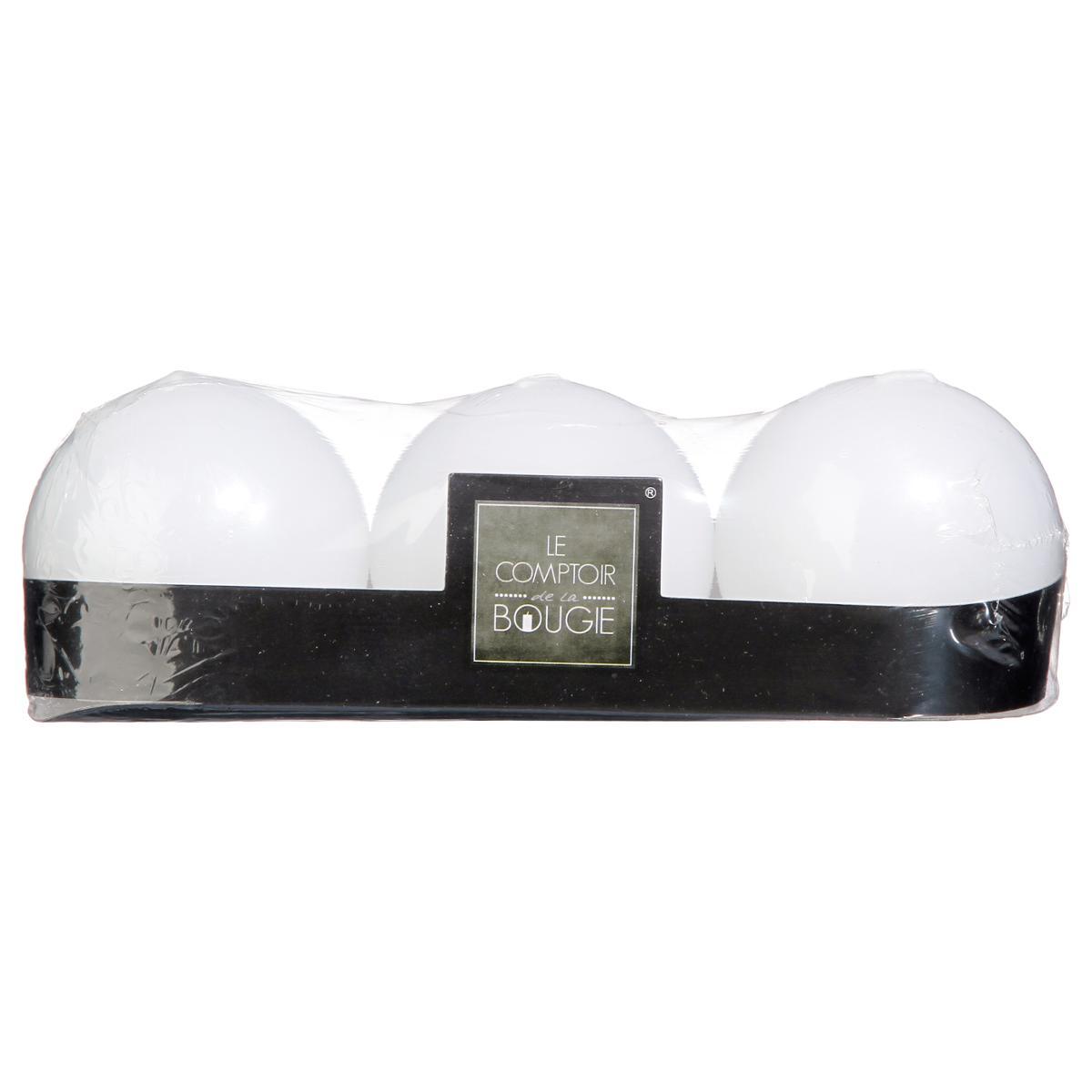 BOUGIE BOULE BLANC 88G D6 X3