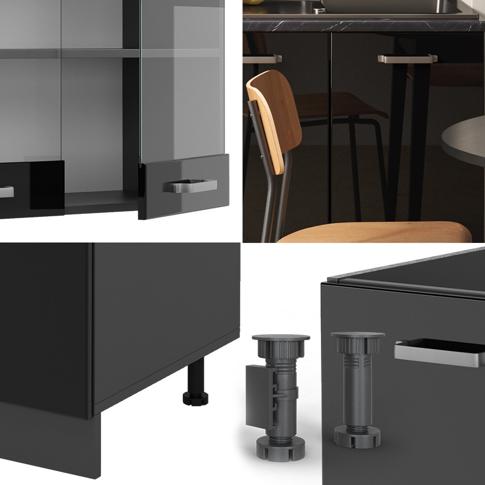 Vicco Küchenzeile R-Line Solid Anthrazit Schwarz 140 cm modern Küchenschränke Küchenmöbel