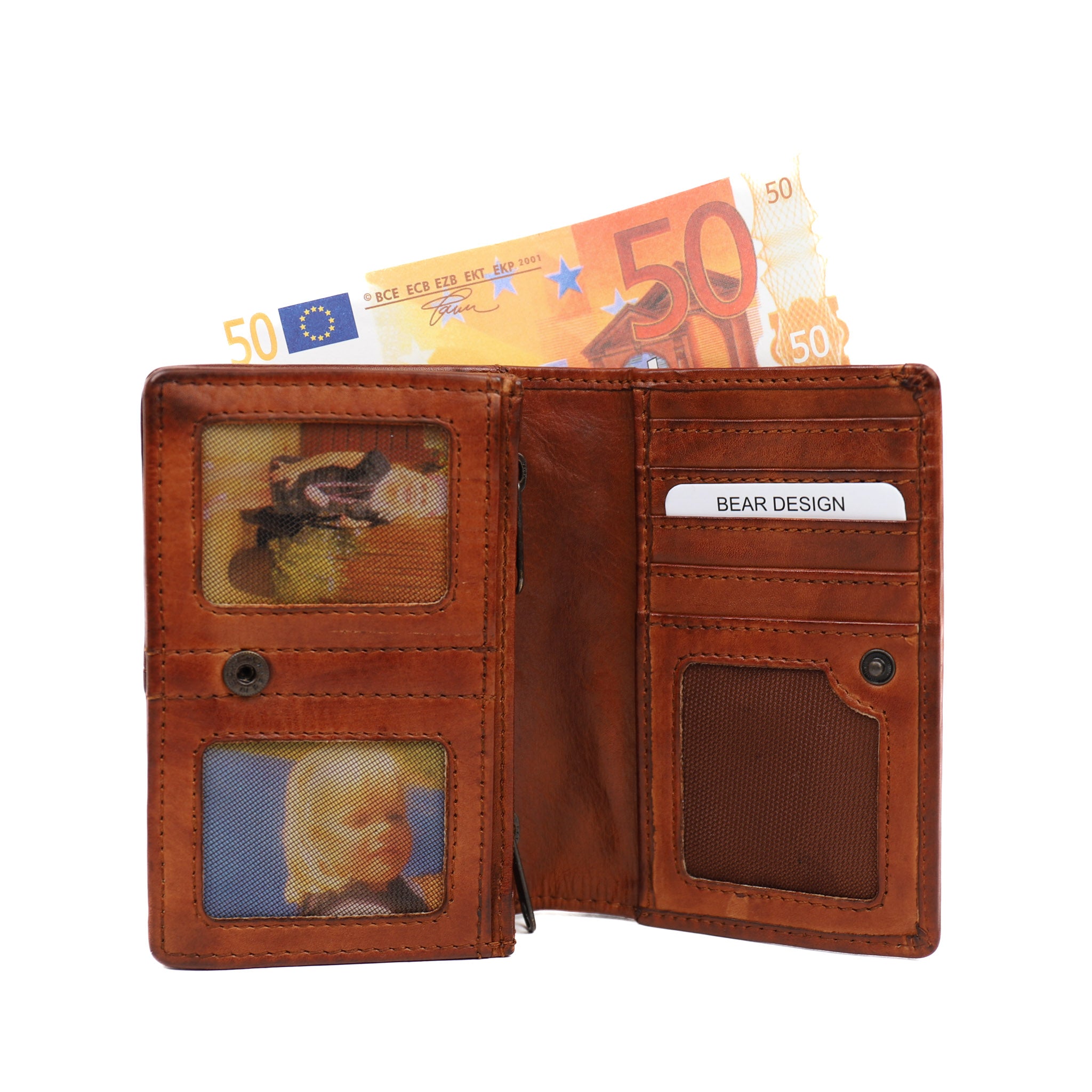 Overslag portemonnee 'Nina' cognac Cognac
