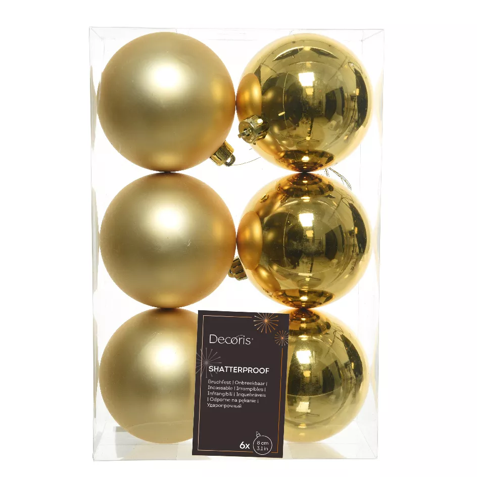 Lot de 6 boules de Noël (D80 mm) Alpine Or