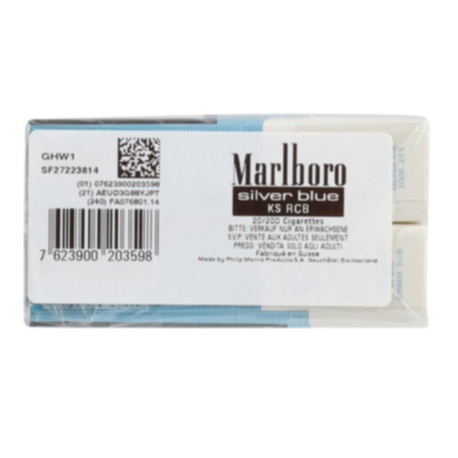 Marlboro Zigaretten Silver Blue Box Stange