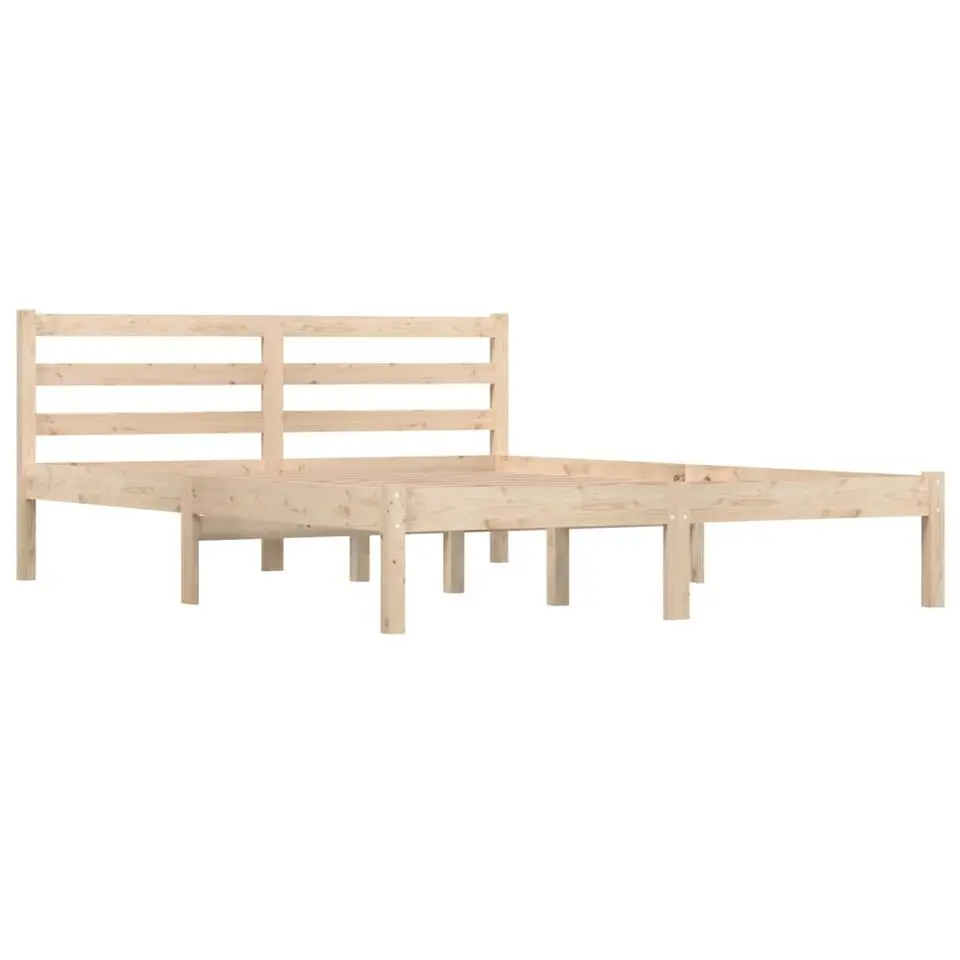 vidaXL - Bed frame met hoofdeinde - Naturel - Massief grenenhout - 140x190 cm
