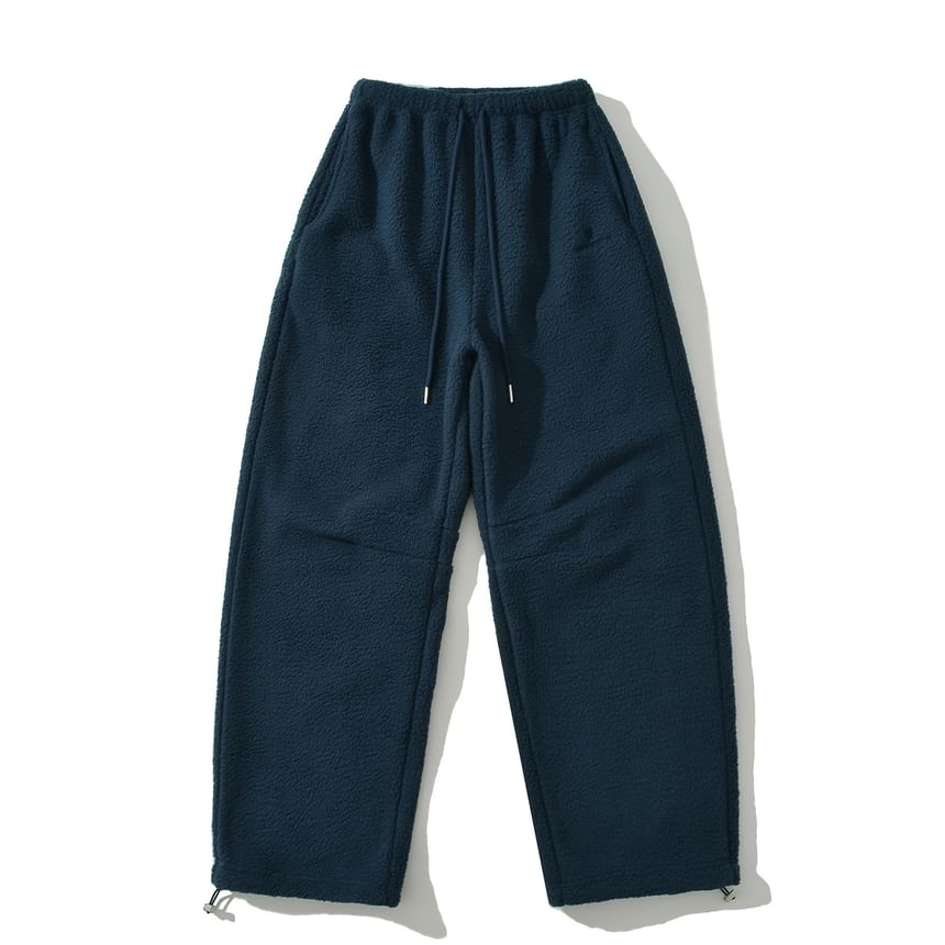 Opuscule - Fleece broek met trekkoord en geborduurde letters