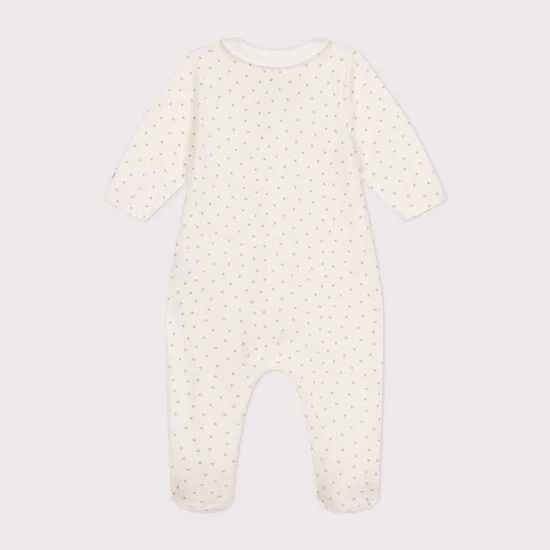 Pyjama en velours   blanc marshmallow / gris        de               Petit Bateau
