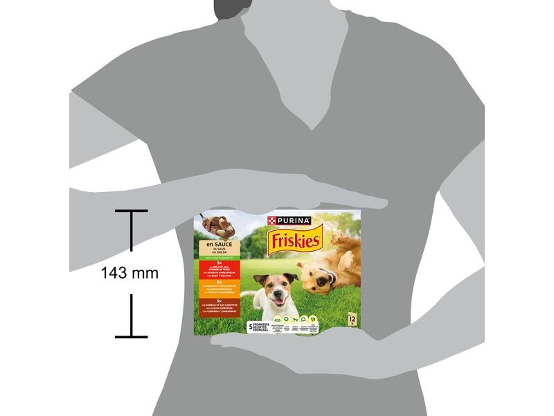 Purina Friskies Nassfutter Adult mit Rind, Huhn und Lamm 12 Ausgewogenes Nassfutter für erwachsene Hunde