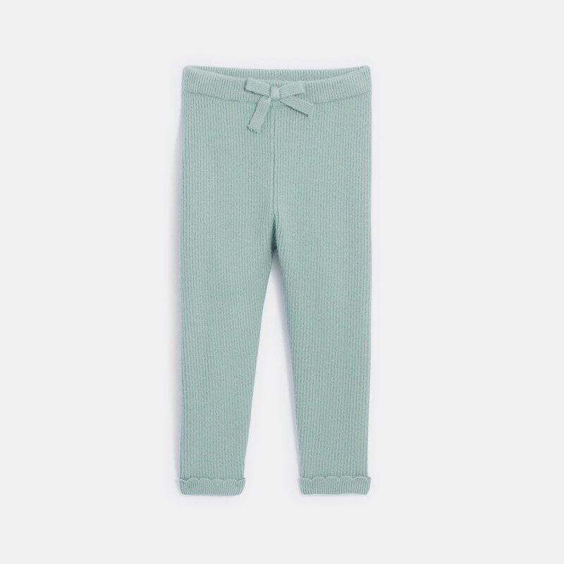 Legging maille tricot vert bébé fille Vert