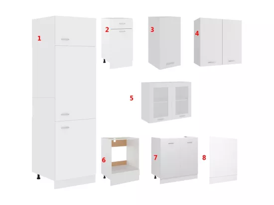 Ensemble de meubles de cuisine 8 pcs Blanc Aggloméré