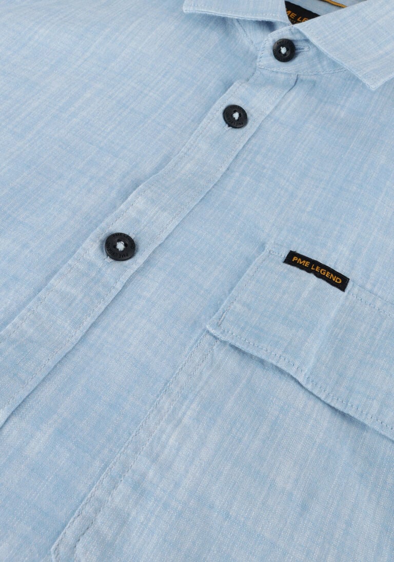 PME LEGEND lichtblauwe pme legend casual overhemd short sleeve shirt 2 tone slub