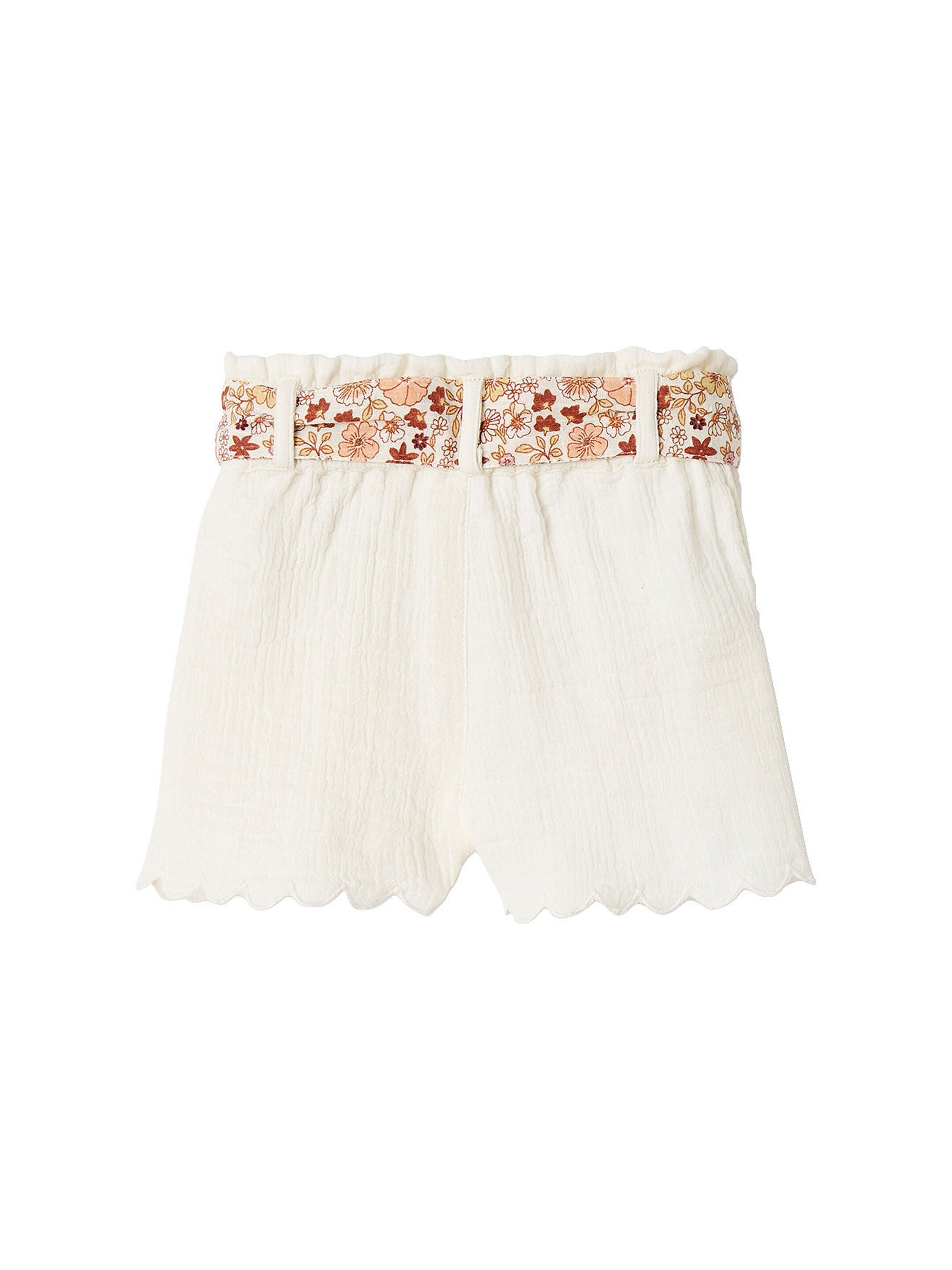 Vertbaudet Baby Musselin-Shorts mit Blumengürtel wollweiß
