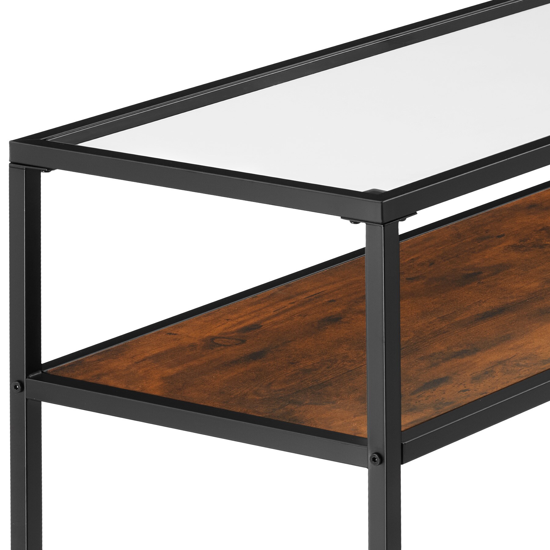 tectake® Konsolentisch, Industrial Style, 2 Ablagen, mit Glasplatte, 100 x 41 x 80,5 cm
