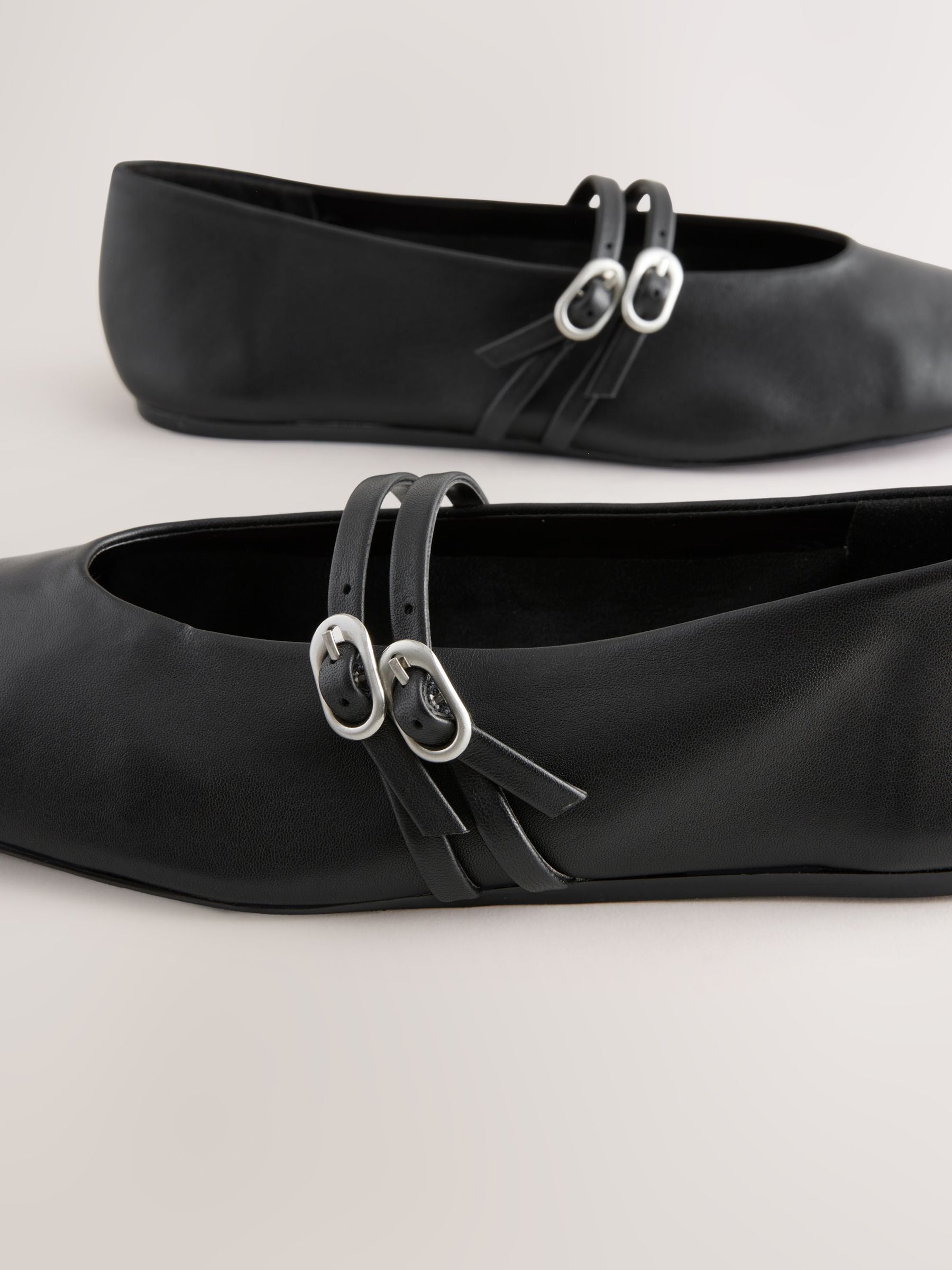 Zwart - Leren Mary Jane-schoenen met ronde neus