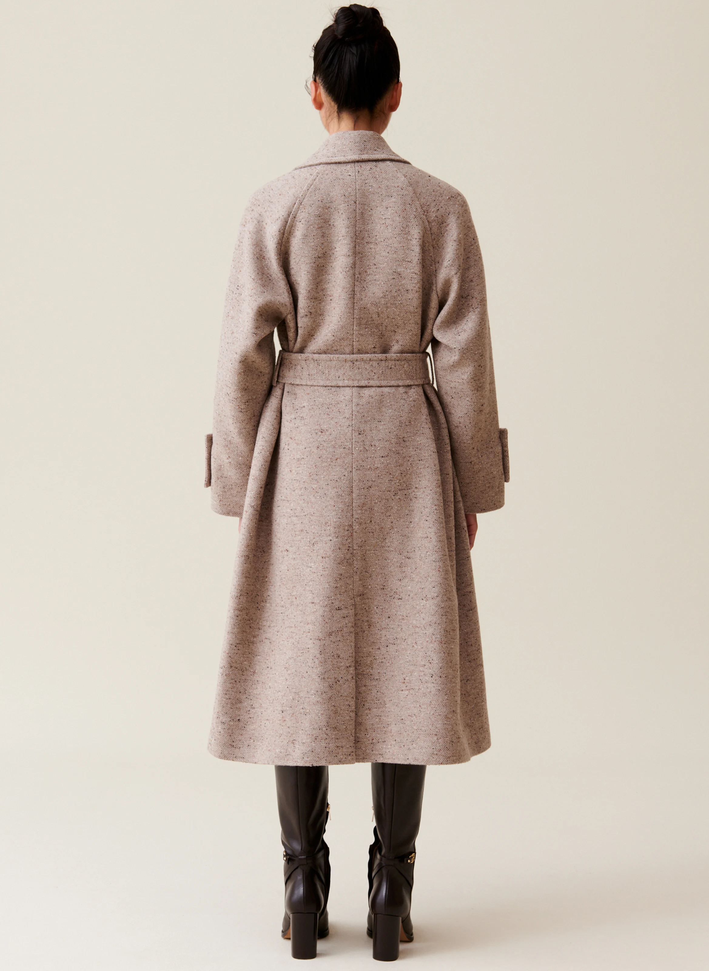 Manteau long col tailleur | Beige