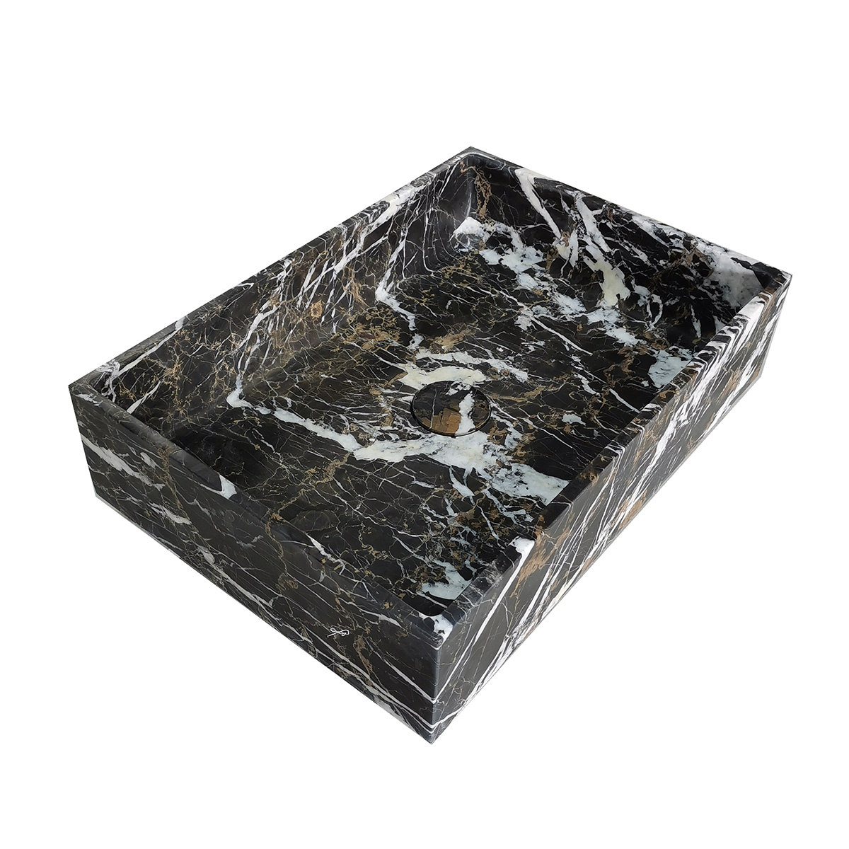 Saniclear Portoro Gold marmer waskom rechthoekig 50x35cm