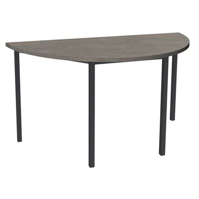 Table de réunion Demi-lune - 140 x 70 cm - Pieds carrés anthracite - imitation chêne gris