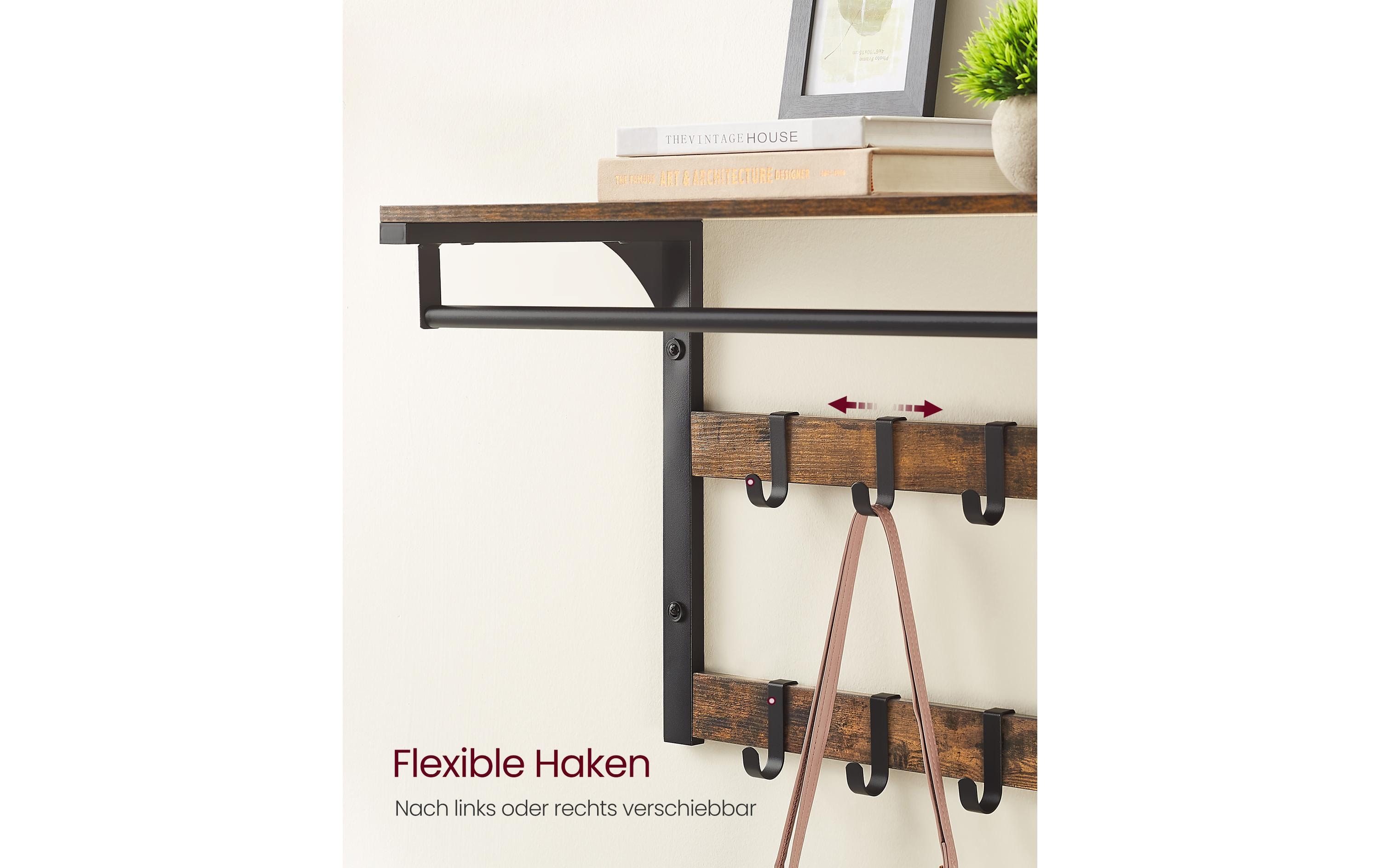 Wandgarderobe mit Ablage 65 x 42 cm, Braun/SchwarzWandgarderobe