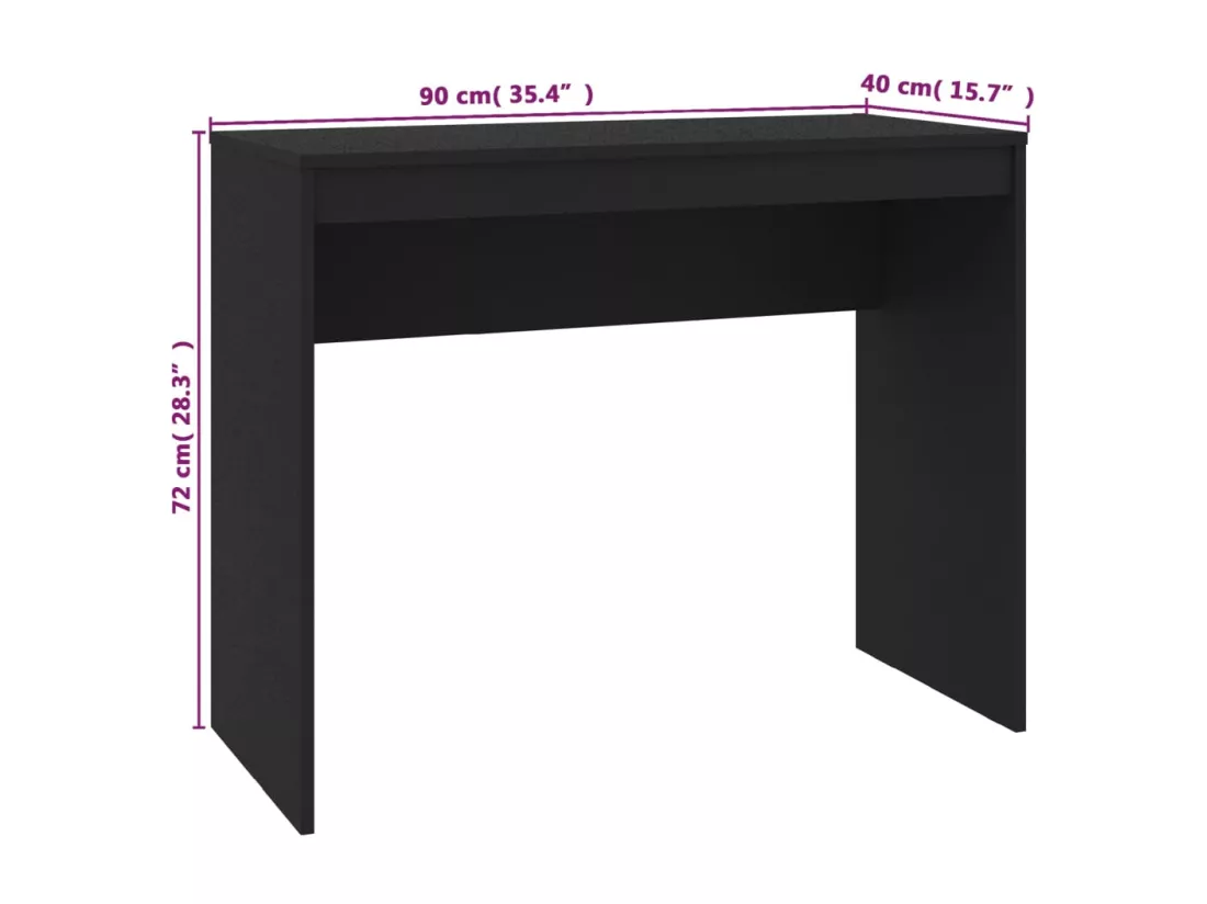 Bureau Noir 90x40x72 cm Bois d'ingénierie