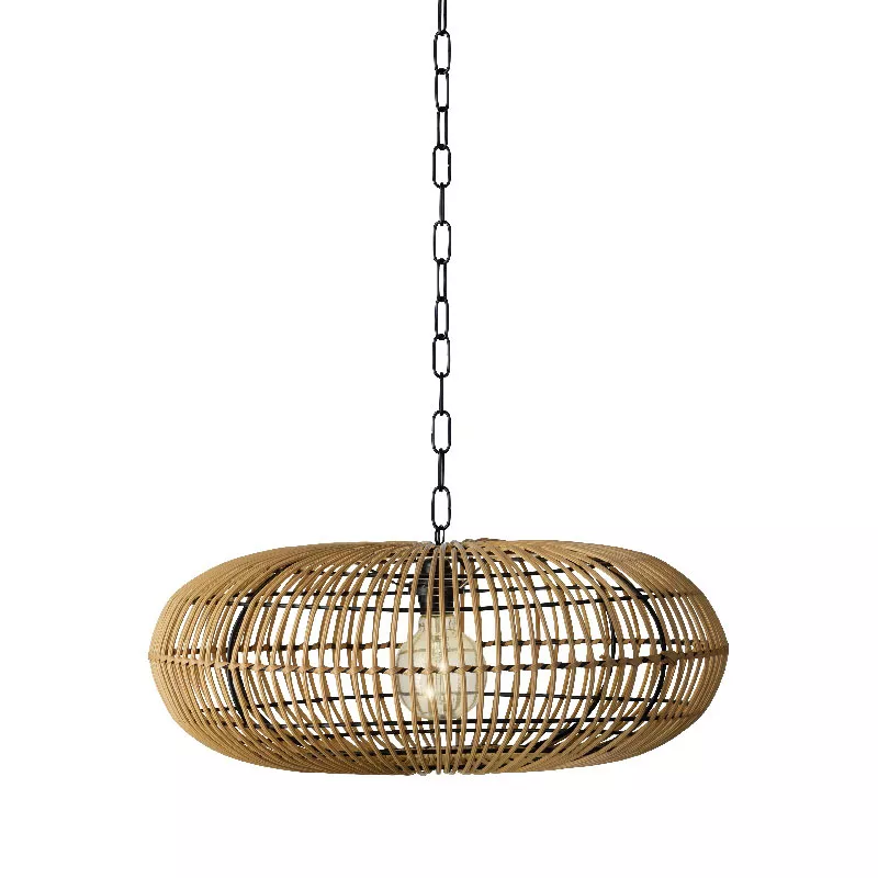 Suspension de jardin solaire résine tressée LED (D49 cm) Sienna Naturel