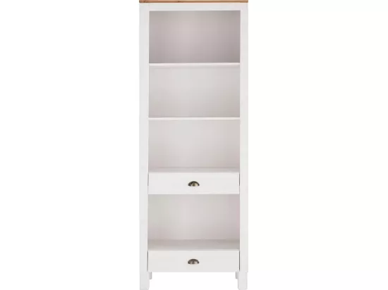 Oslo | Bibliothèque avec étagère ouverte et 2 tiroirs en blanc