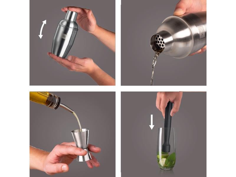 Vacuvin Drink Mixer Set 0.35 l, Silber Cocktailset Starter-Kit