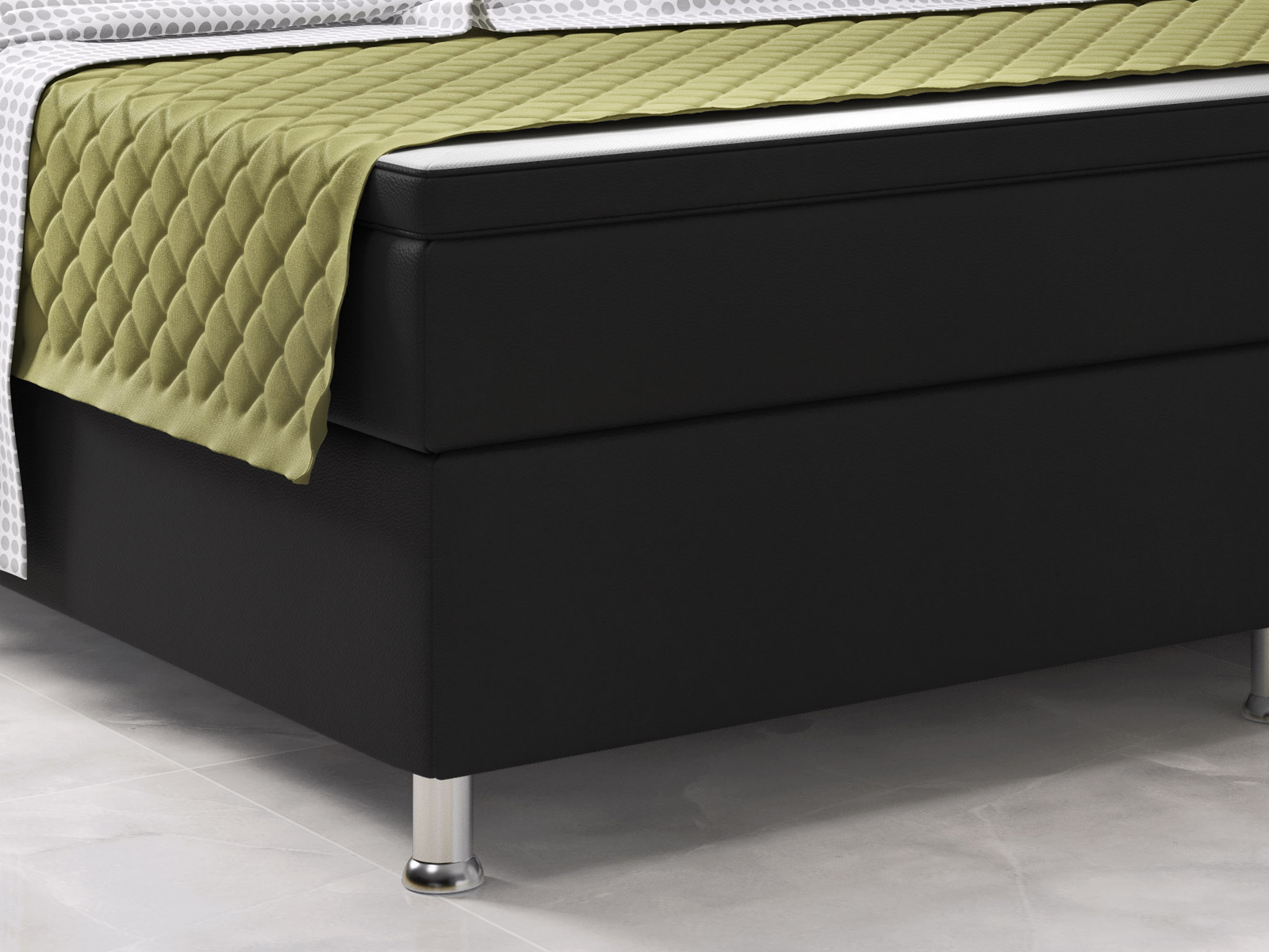 Boxspringbett - schwarz - Kunstleder - mit Topper - H3 - 180x200 cm