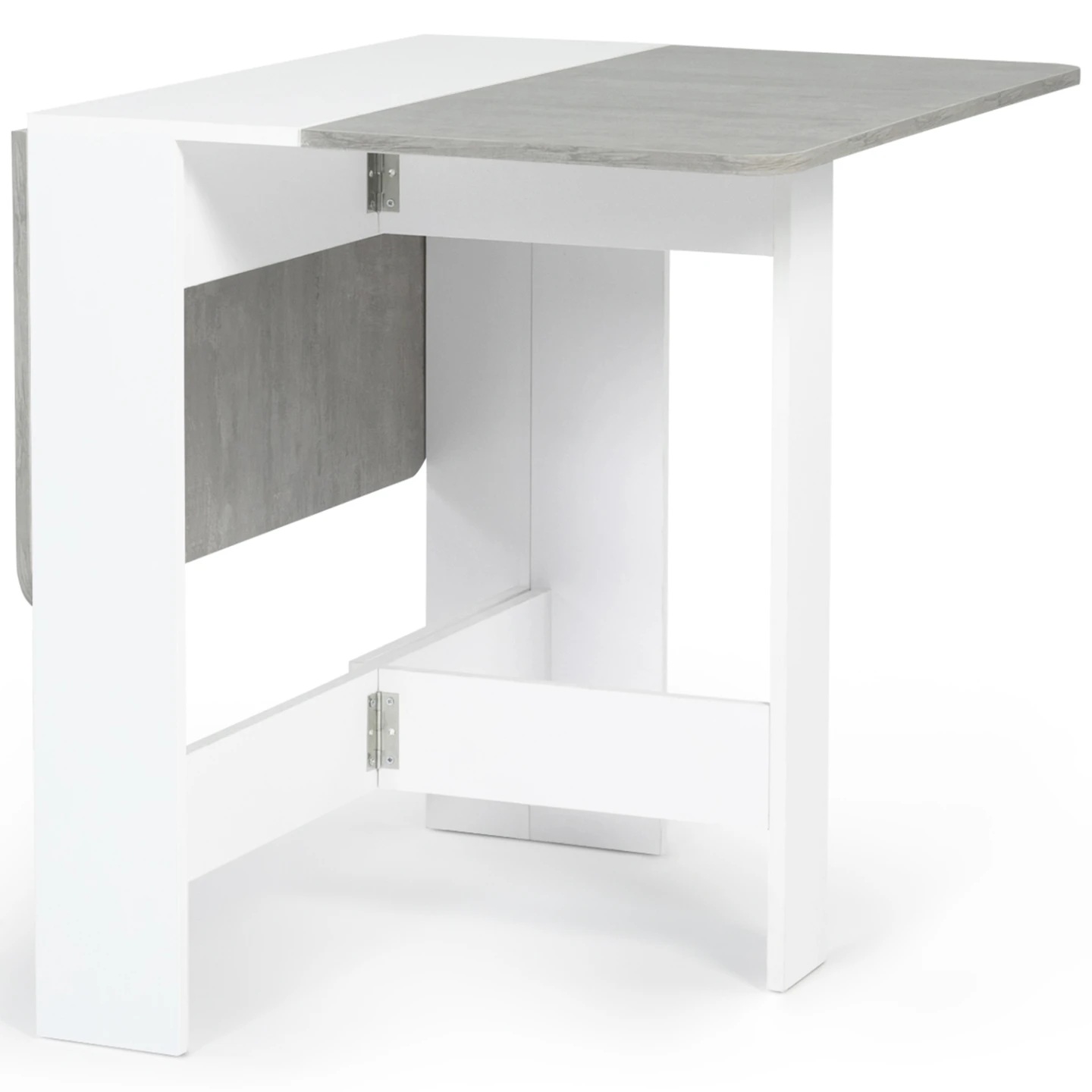 Table console pliable EDI 2-4 personnes blanche plateau effet béton 103 x 76 cm