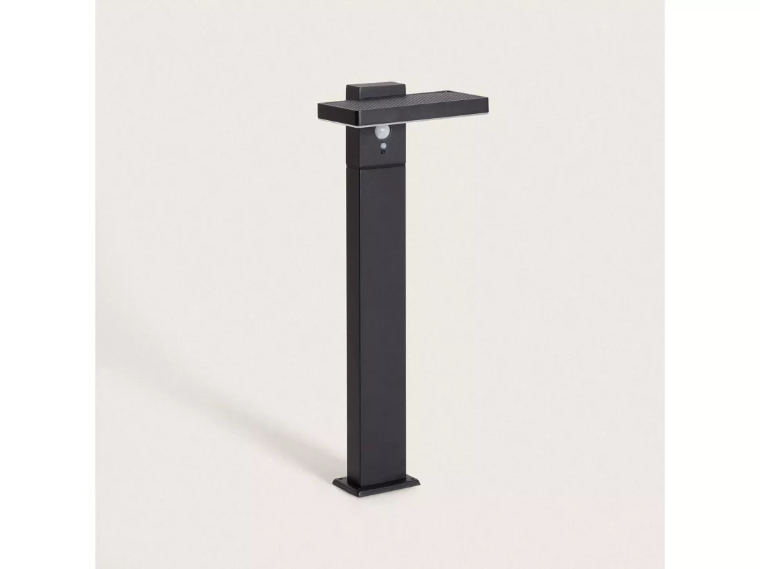 Balise sur Pied Extérieure Solaire LED 5W 50cm Aluminium avec Détecteur de Mouvement Bran Noir