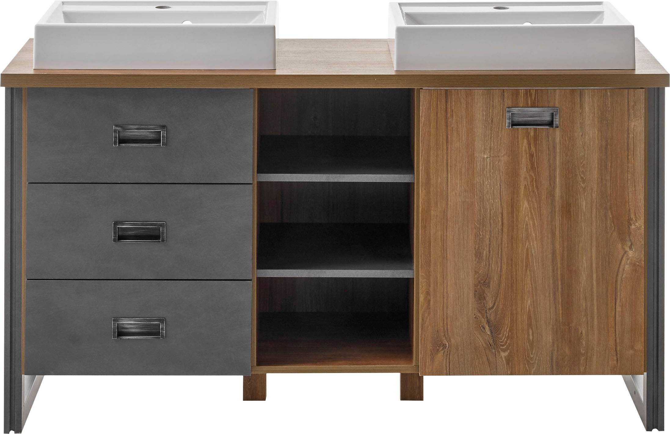 Home affaire Waschtisch »Detroit, Unterschrank mit Apothekergriff, Badschrank, Industrialdesign«
