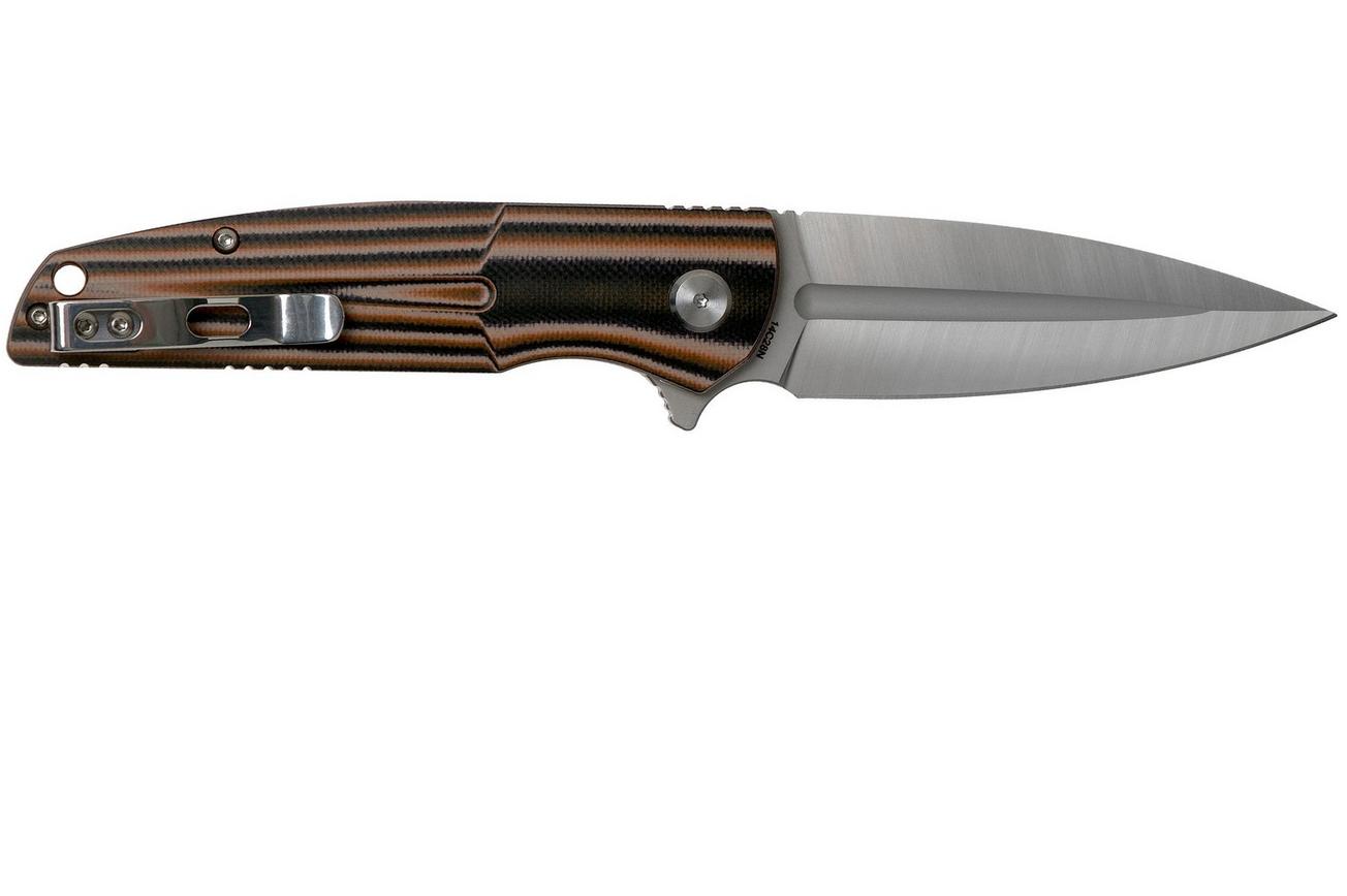 Bestech Fin BG34C-1 Satin, Black-Orange-Beige G10 zakmes