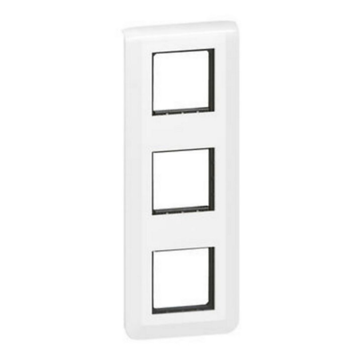 Plaque de finition + support Legrand Mosaïc 3 postes blanc, vertical